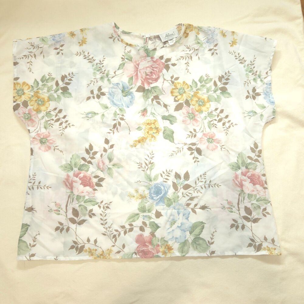 Vintage Alicia USA Floral Cottagecore Blouse Plus Size 24W Grandma Core